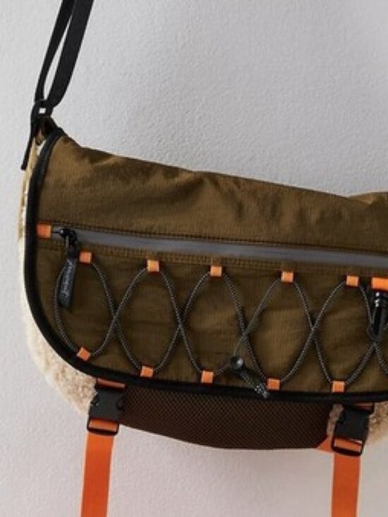 Free People Handbags - NWT Free People Movement Playoff Sherpa Messenger Bag Olive Green Adult Utility